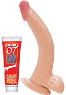 All American Whoppers Curve Dildo With Balls 8in - Vanilla